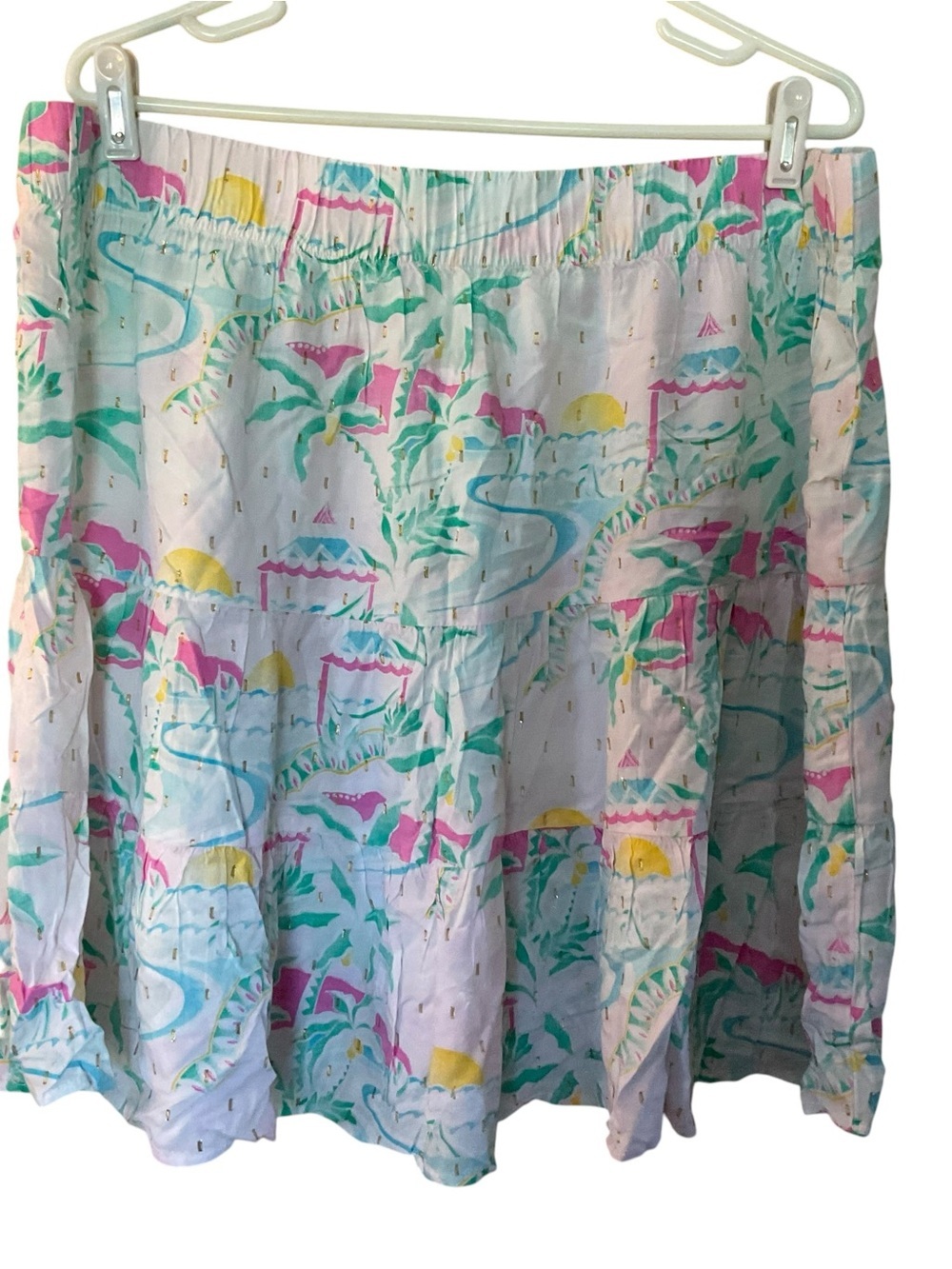 Crown & Ivy XXL Tropical Print Tiered Mini Skirt NWT Colorful Summer Beach